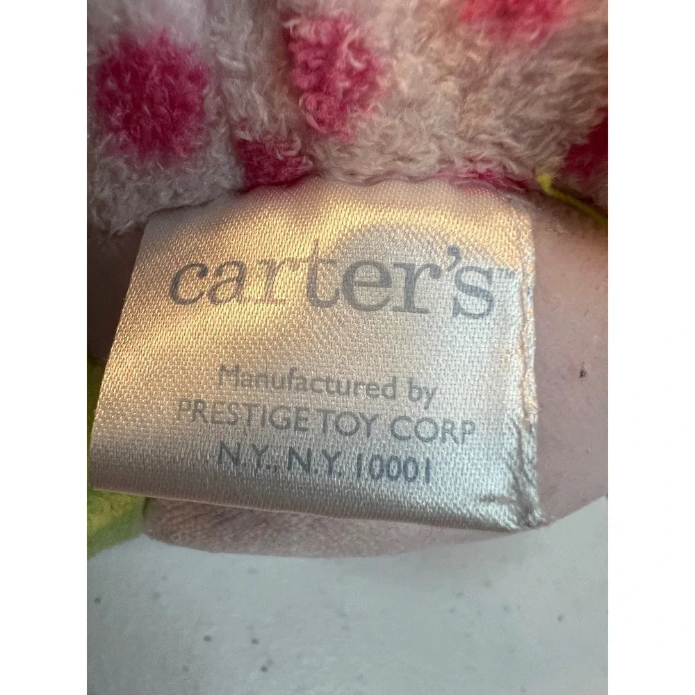 Carters BabySoft Basics Pink Flower Butterfly Musical Pull Toy Plush 2003 Read